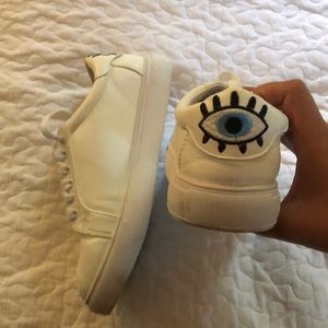 White evil eye sneakers